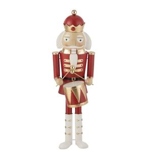 Bílo-červená kovová socha Louskáček s bubínkem - 33*30*106 cm 47925 obraz