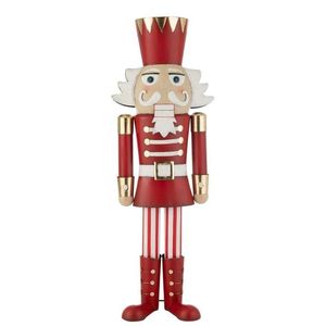 Bílo-červená kovová socha Louskáček - 48*35*148cm 47923 obraz