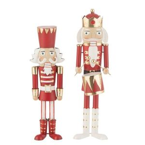 Set 2ks bílo-červená kovová socha Louskáček - 12*12*43 cm 47921 obraz