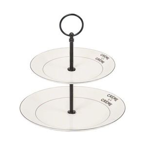 Krémový porcelánový 2 patrový etažér Crème de la Crème - Ø 27, 5*Ø 20*23 cm 203383 obraz