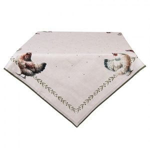 Béžový bavlněný ubrus se slepičkami Barnyard Chicken - 100*100 cm BYC01 obraz