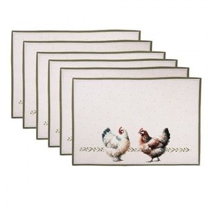 6ks béžové prostírání se slepičkami Barnyard Chicken - 48*35 cm BYC40 obraz