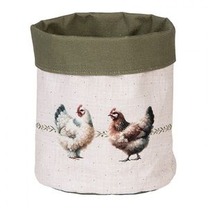 Béžový košík na pečivo se slepičkami Barnyard Chicken - Ø 15*16 cm BYC50 obraz
