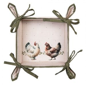 Béžový košík na pečivo se slepičkami Barnyard Chicken - 35*35*8 cm BYC47 obraz
