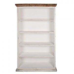 Bílá antik dřevěná knihovna Christiane - 116*36*195 cm 5H0747W obraz