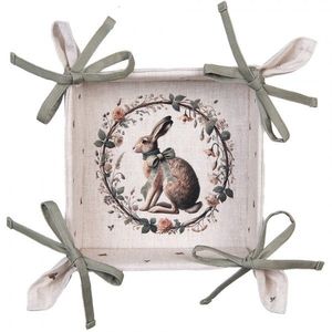 Bavlněný košík na pečivo se zajícem Natural Linen Easter - 35*35*8 cm NLE47 obraz