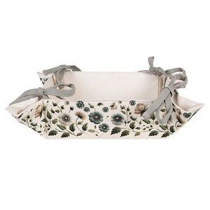 Béžový bavlněný košík na pečivo s květy Gently Blooming - 35*35*8 cm GTB47 obraz