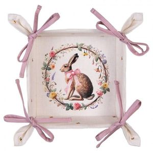 Košík na pečivo zajíc s květy Easter Whispers Collection - 35*35*8 cm EWC47 obraz