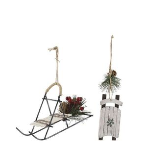 2ks krémová antik vánoční ozdoba sáně Vintage - 16*5*5/ 9*9*14 cm 52086719 obraz