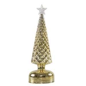 Zlatý svítící skleněný vánoční stromek Led M - Ø 8*26 cm BHLDGO30 obraz