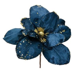 Modro-zlatá dekorace květina vánoční hvězda Poinsettia - Ø 25*25 cm 66158 obraz