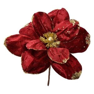 Červeno-zlatá dekorace květina vánoční hvězda Poinsettia - Ø 24*25 cm 66157 obraz