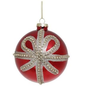 Červená skleněná vánoční ozdoba koule s mašlí Chic - Ø 10 cm 52068333 obraz