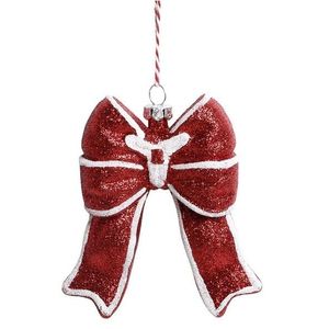 Červená třpytivá vánoční ozdoba mašle Chic - 9*3*11 cm 52079533 obraz