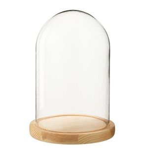 Přírodní dřevěný podnos se skleněným poklopem Bell Jar M - Ø 17, 5*26 cm 56493 obraz