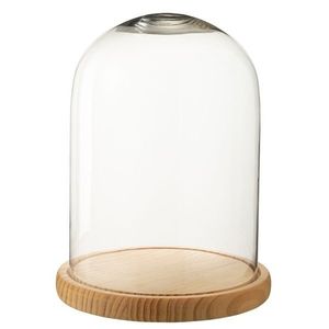 Přírodní dřevěný podnos se skleněným poklopem Bell Jar L - Ø 23*29 cm 56494 obraz