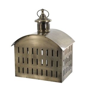 Mosazná antik kovová lucerna ve tvaru domku Taello - 22*17*28 cm 25072813 obraz