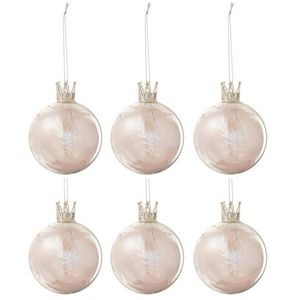 6ks duhová vánoční skleněná ozdoba s korunkou a peříčky - Ø 8 cm 17457 obraz