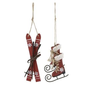 2ks červená antik vánoční ozdoba brusle a lyže Vintage - 2*14/ 9*2*9 cm 52086633 obraz