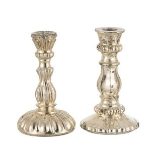 2ks stříbrný antik skleněný svícen Vintage Chantal S - Ø 9*15 cm 16855 obraz