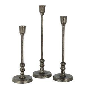 Set 3ks granitový antik kovový svícen na úzkou svíčku Becca - Ø 10*40 cm 29077 obraz