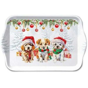 Bílý melaminový tácek s pejsky Cute Puppies - 13*21 cm 33720090 obraz