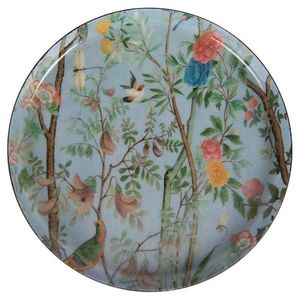 Modrý kovový podtácek Antique Garden - Ø 11*1 cm 66424 obraz