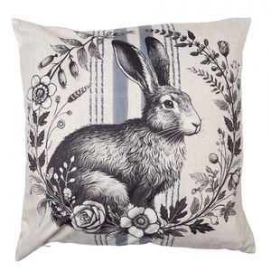 Béžový povlak na polštář s králíkem a věnečkem - 45*45cm KT021.444 obraz