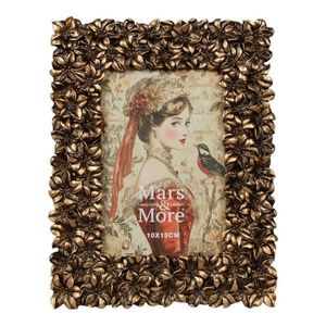 Bronzový antik fotorámeček s květy - 17*2*22cm / 10*15 cm FGFLRHABG1015 obraz