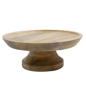 Přírodní dřevěný podnos na dort na noze Wood Cake Chic - Ø 25*10 cm ABCPH25 obraz