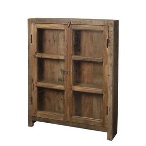 Hnědá antik dřevěná vitrína z recyklovaného dřeva Grimaud - 85*18*105 cm 40054800antik obraz