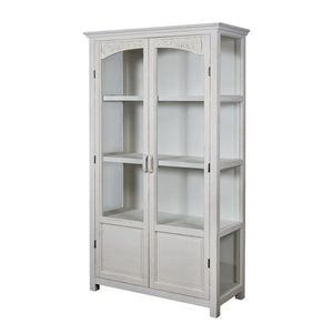 Krémová antik prosklená dřevěná skříň Adrienne - 97*41*170 cm 40049819 obraz