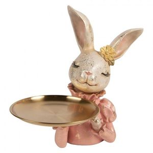 Dekorace zaječí slečna se zlatou patinou a podnosem - 27*24*30 cm 6PR5962 obraz