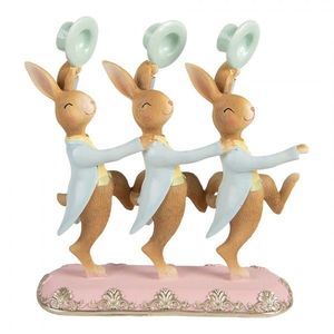Dekorace tančící králíčci s klobouky - 23*8*25 cm 6PR5942 obraz