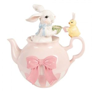 Dekorace králík s kuřátkem na čajové konvičce - 20*14*20 cm 6PR5938 obraz