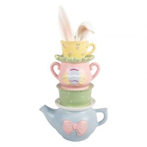 Dekorace konvička s hrnečky a zaječí ouška - 16*11*29 cm 6PR5930 obraz