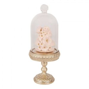 Dekorace podnos na podstavci s poklopem a makronkami - Ø 7*17 cm 6PR6011 obraz