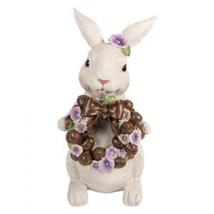 Dekorace králík s čoko věncem a maceškami - 17*16*30 cm 6PR5961 obraz