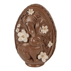 Dekorativní čoko vajíčko s králíčkem a květy - Ø 9*13 cm 6PR6013 obraz