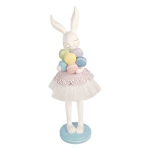 Dekorace zaječí baletka v sukýnce s náručí makronek - 18*17*54 cm 6PR5931 obraz