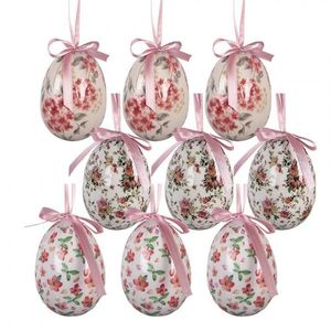 9ks dekorace bílé závěsné vajíčko s květy Spring Egg - Ø 5*8 cm 66449 obraz