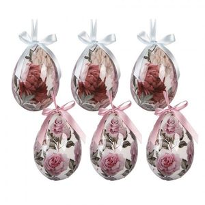 6ks dekorace závěsné vajíčko s růžemi Spring Egg - Ø 7*10 cm 66456 obraz