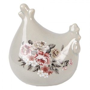 Zelená keramická slepička s květy Floria - 12*11*13 cm 6CE2400 obraz