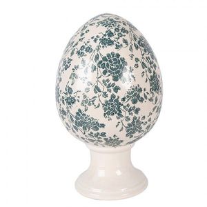 Keramické vajíčko na podstavci se zelenými květy Tien French XL - Ø 17*28 cm 6CE2405XL obraz