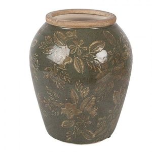 Zelená keramická váza s květy Timothée M - Ø 15*18 cm 6CE2411M obraz