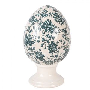 Keramické vajíčko na podstavci se zelenými květy Tien French L - Ø 15*24 cm 6CE2405L obraz