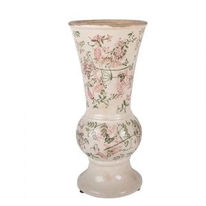 Béžová antik keramická váza s květy M - Ø 15*32 cm 6CE2412M obraz