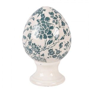 Keramické vajíčko na podstavci se zelenými květy Tien French S - Ø 9*14 cm 6CE2405S obraz