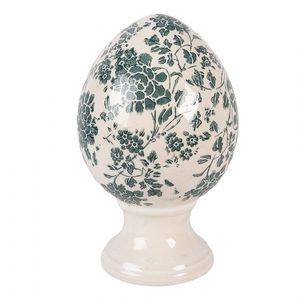 Keramické vajíčko na podstavci se zelenými květy Tien French M - Ø 12*19 cm 6CE2405M obraz