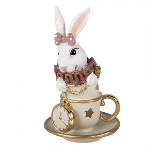 Dekorace bílý králík v šálku - 8*8*14 cm 6PR5971 obraz